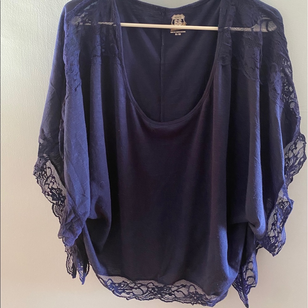 Navy Short Sleeve Top